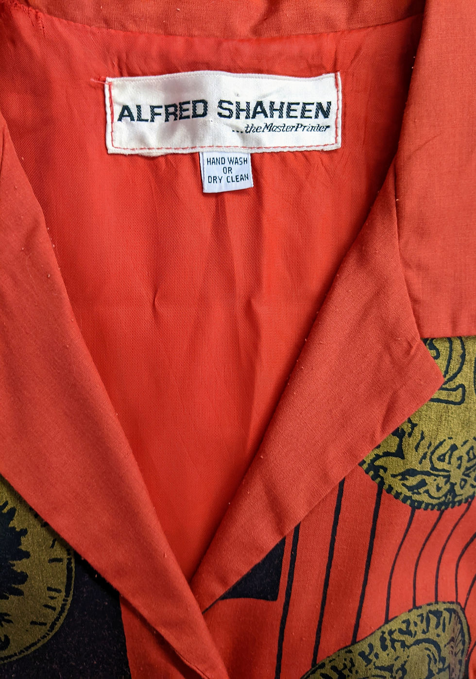 Thumbnail: 1960's Alfred Shaheen " Money" Shirt Dress in Red