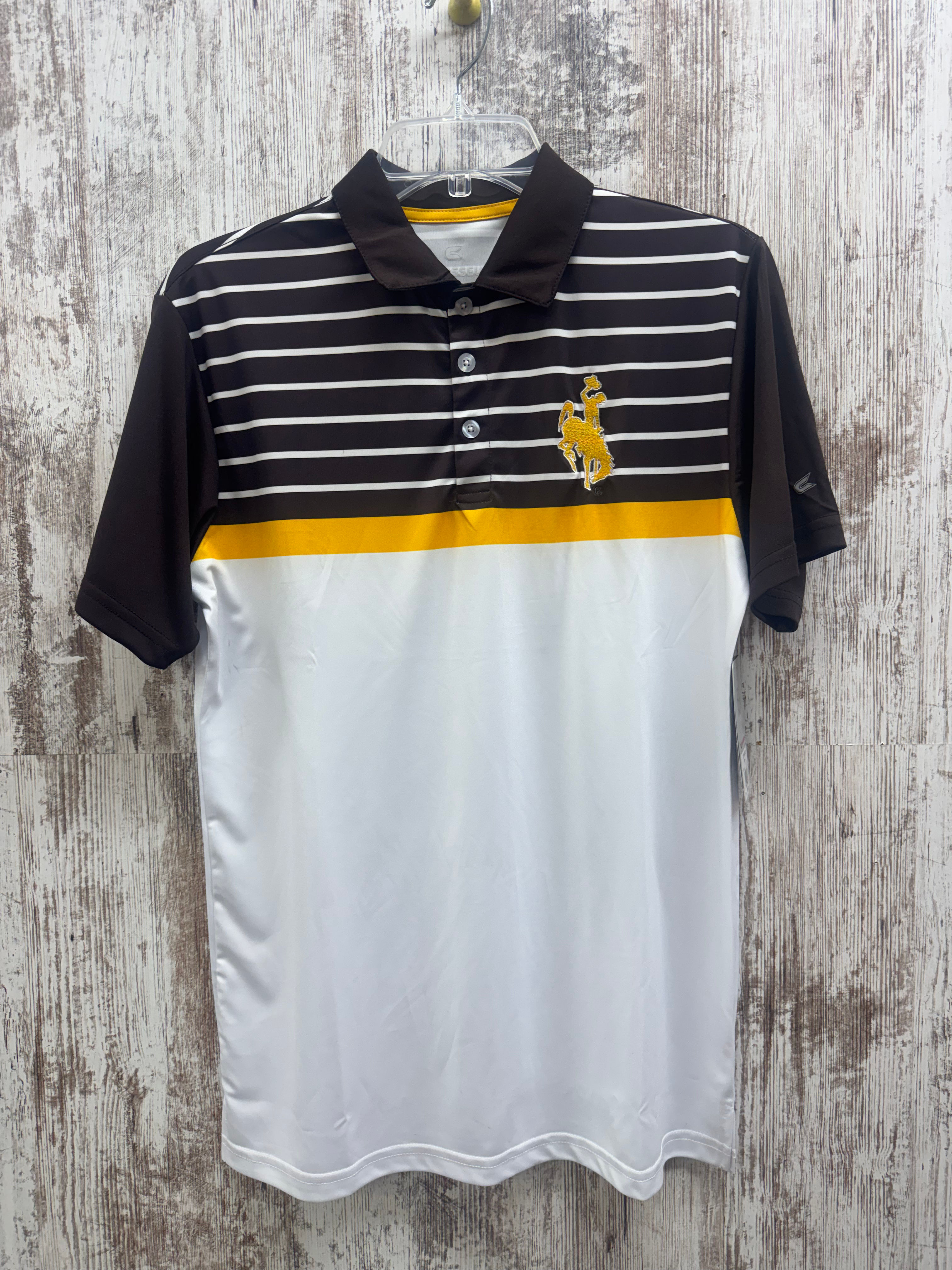 Colosseum brown n gold striped Men’s polo 