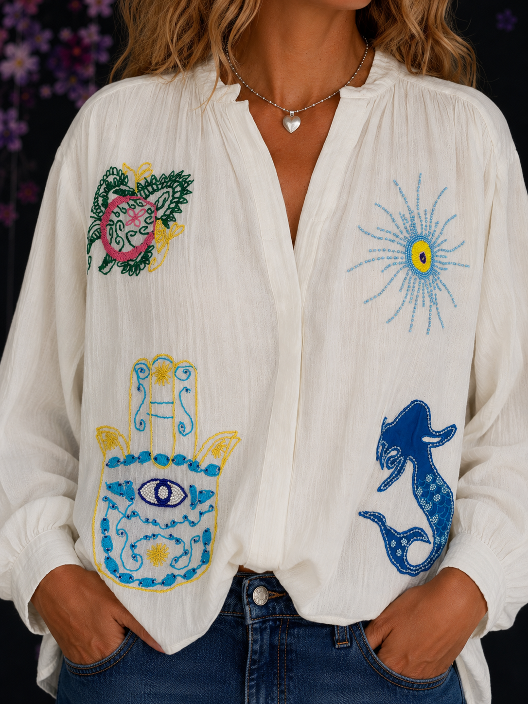 Camicia ricami e perline