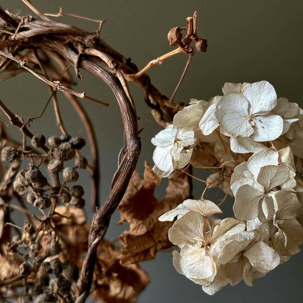 Fall Grapevines and Hydrangeas