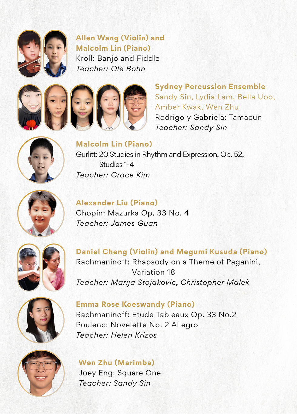 6 December QVB Classical Pop-Up Program lineup