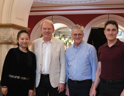 From left to right: Yichao Ma (Director, Concerts for All), Mark Coughlan (Executive Director, Piano+), Peter Leunig (Director of Philanthropy, Piano+), and Jared Byrne (Guest Experience Manager, QVB)