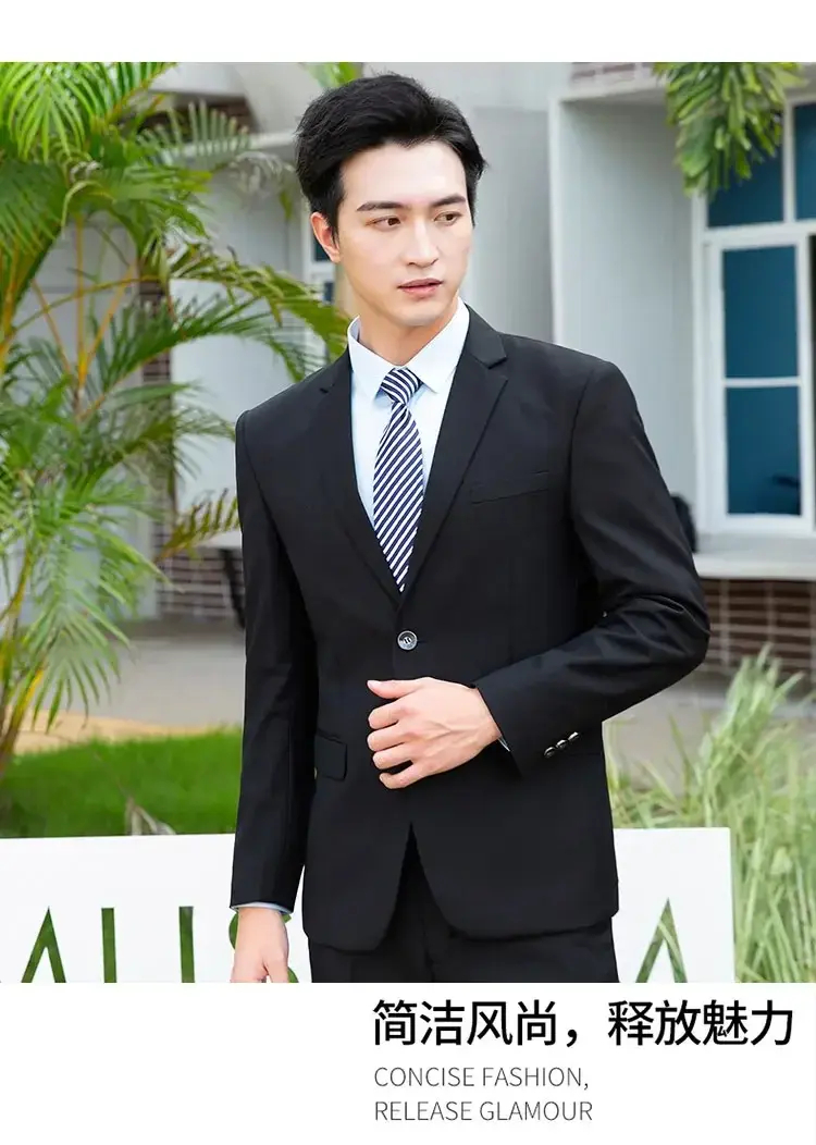 Miniatura: 8XL Suit (Blazer+pants) Fashion Business Gentleman Italian Style Slim Solid Colo