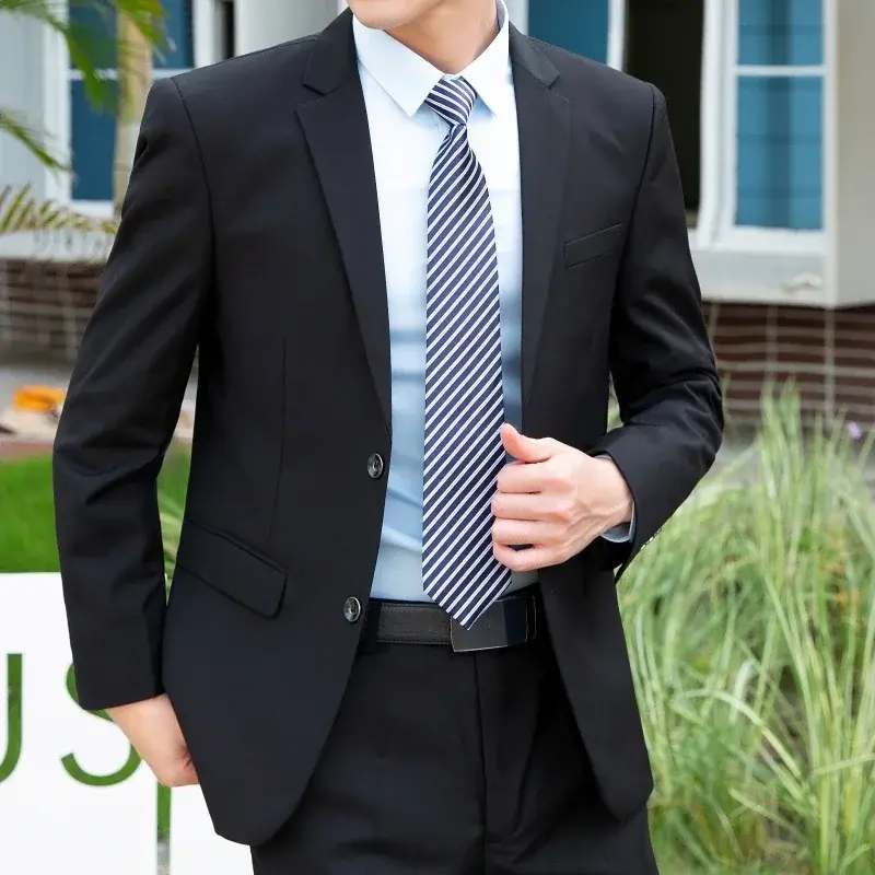Miniatura: 8XL Suit (Blazer+pants) Fashion Business Gentleman Italian Style Slim Solid Colo