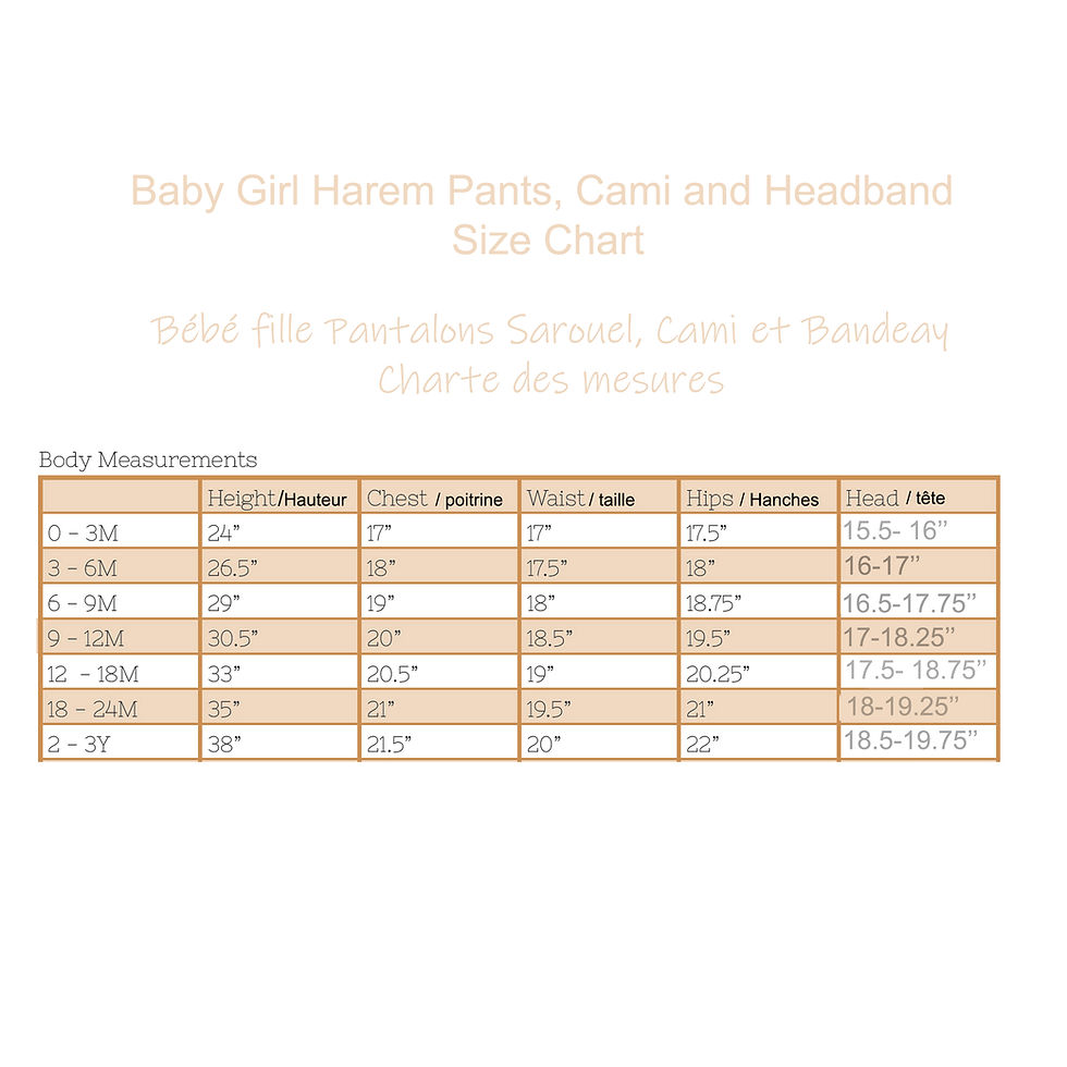 Miniature : Charte des mesures de l'ensemble 3 morceaux en lin pur pour bébé fille pour mariages ou autres occasions