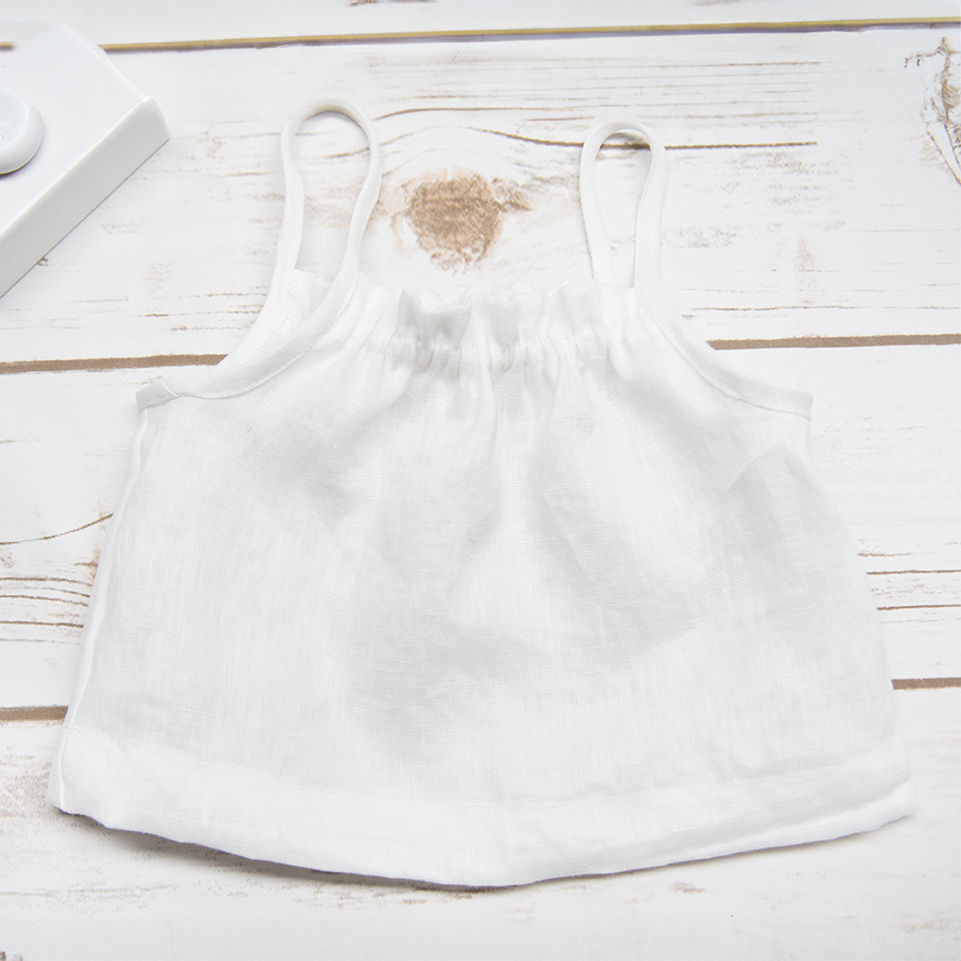 Thumbnail: cami de l'ensemble 3 morceaux en lin pur pour bébé fille pour mariages ou autres occasions