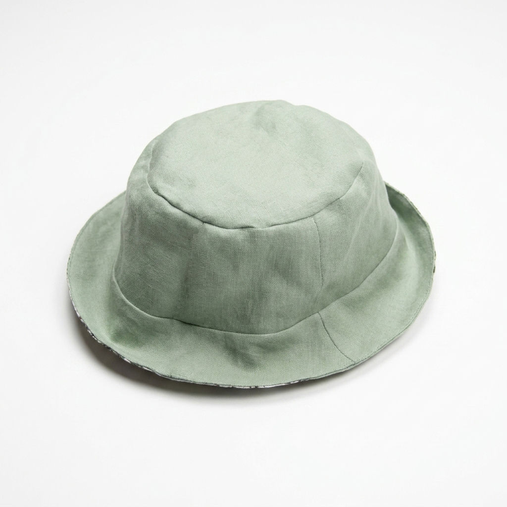 Chapeau soleil style bob pour bébé en lin doublé de coton