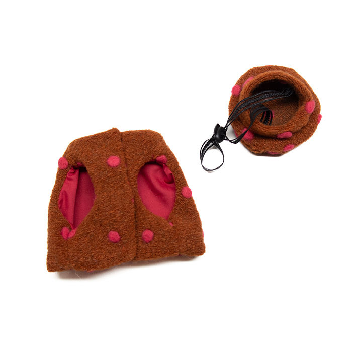 Miniature : Polka dot wool blend jacket set for dogs or cats, polyester lined, available in Copper, Heather, Rust and Sage