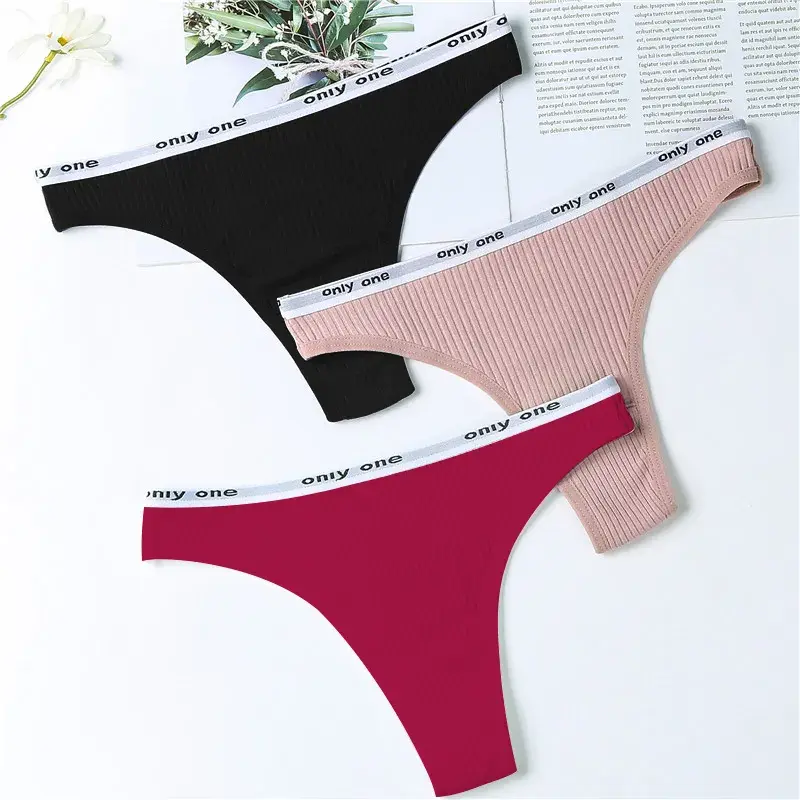 Thumbnail: 3Pcs/Lot Women's Cotton G-String Thong Panties String Underwear