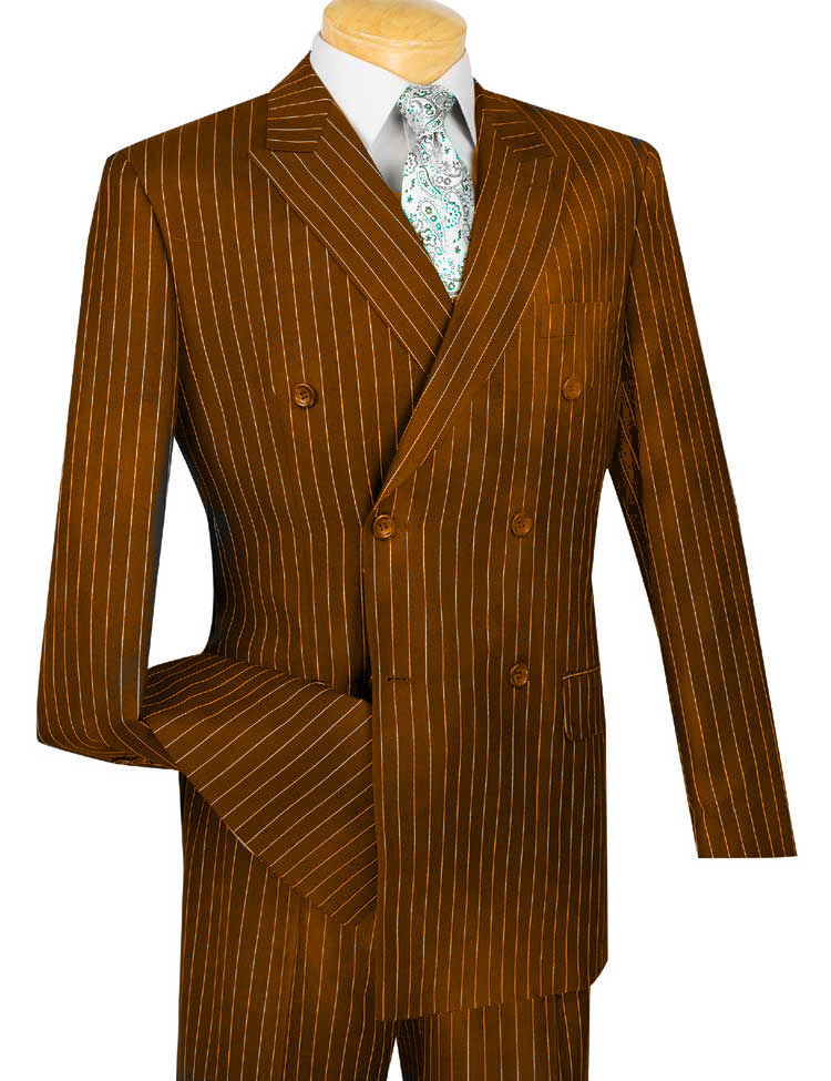 Thumbnail: Double Breasted Six on Two Buttons Executive Luxurious Wool Feel Gangster Stripe