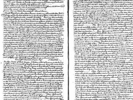 Handwritten document with black ink on yellowed paper. Two pages filled with dense cursive text. No visible illustrations or colors.