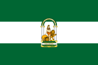 a three striped flag of white and green with two lions and a lady inside a pavilion 