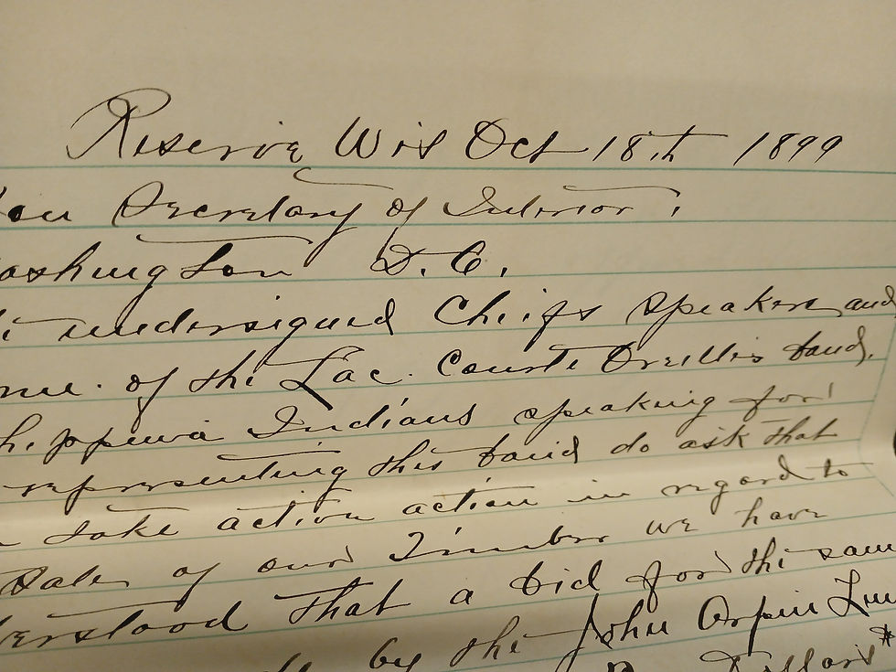 Handwritten letter dated Oct 18th, 1899, with elegant cursive on lined paper. Addressed to the Secretary of the Interior, Washington D.C.