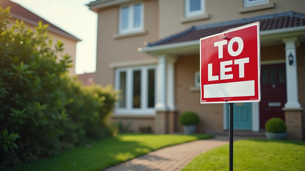 Eye-level view of a rental property with a "To Let" sign outside