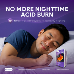 A man having a restful sleep with no Acid.