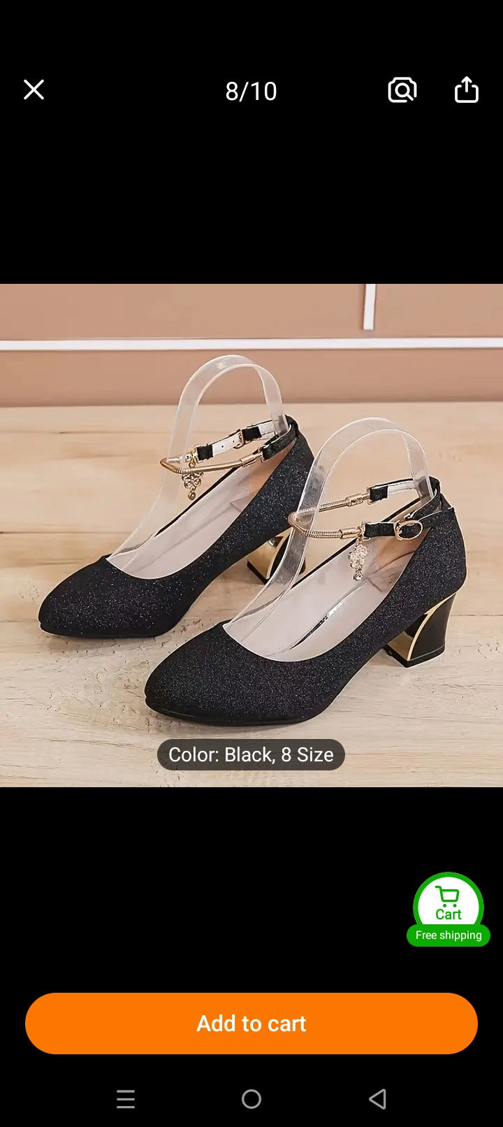 Thumbnail: Women's Glitter Decor Chunky Heels, Elegant Buckle Strap Dress Pumps, Women's Fa