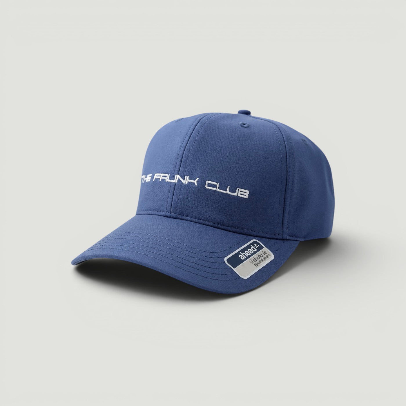 Blue performance 6‑panel cap with curved brim and “RUN CLUB” embroidered on the front.