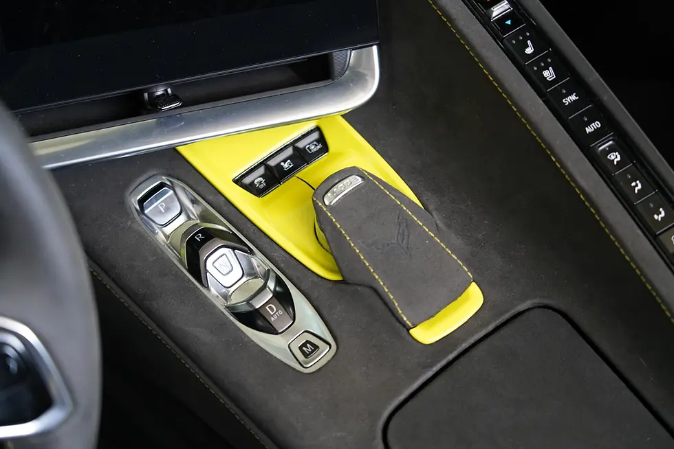 C8 Corvette interior dash trim overlay kit installed across dashboard trim area