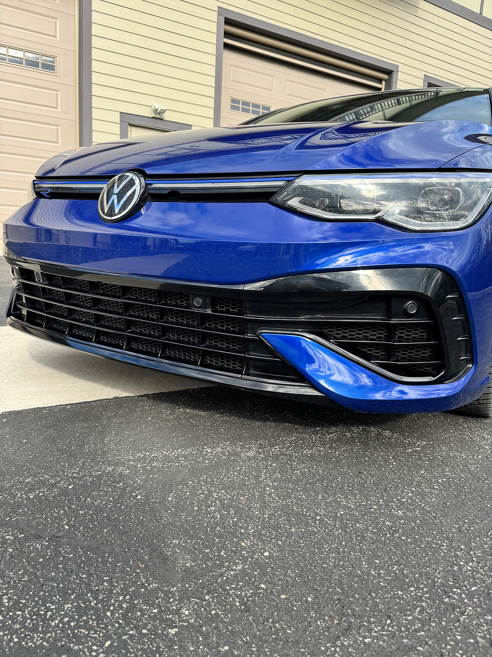 Thumbnail: Blue Golf R Volkswagen front radiator and intercooler mesh grille installed on 2022–2024 model