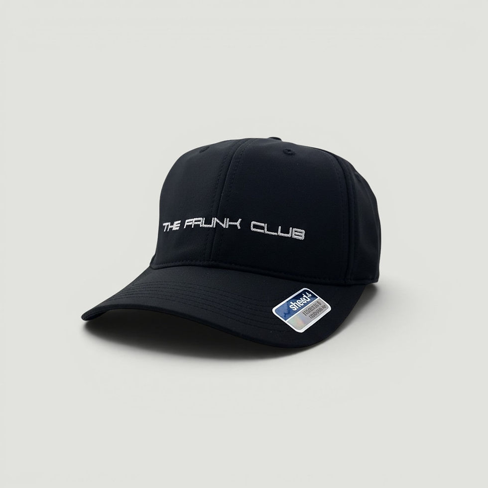 Thumbnail: Black performance cap shown from a front angle with “RUN CLUB” embroidery.