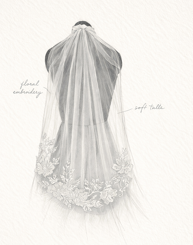 Veil sketch hand embroidery