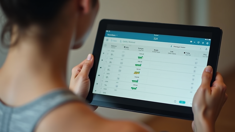Close-up view of a personalized workout plan on a tablet screen