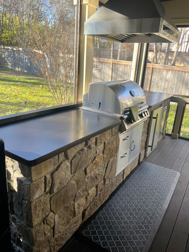 Concrete counter on outdoor kitchen