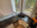 Concrete counter with corner sink