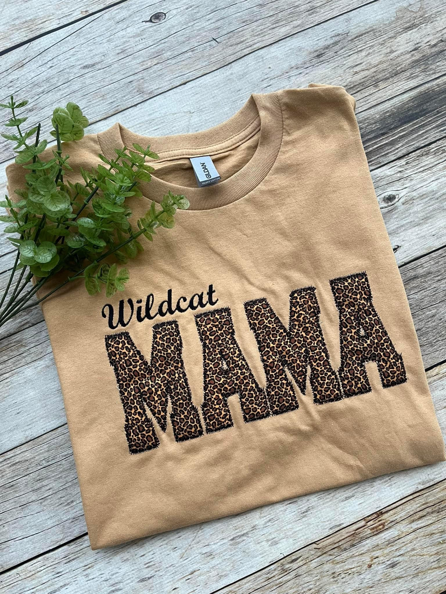 Wildcat mama embroidered tee plus size 