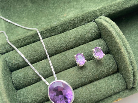 Conjunto Prata 925 de Ametista natural
