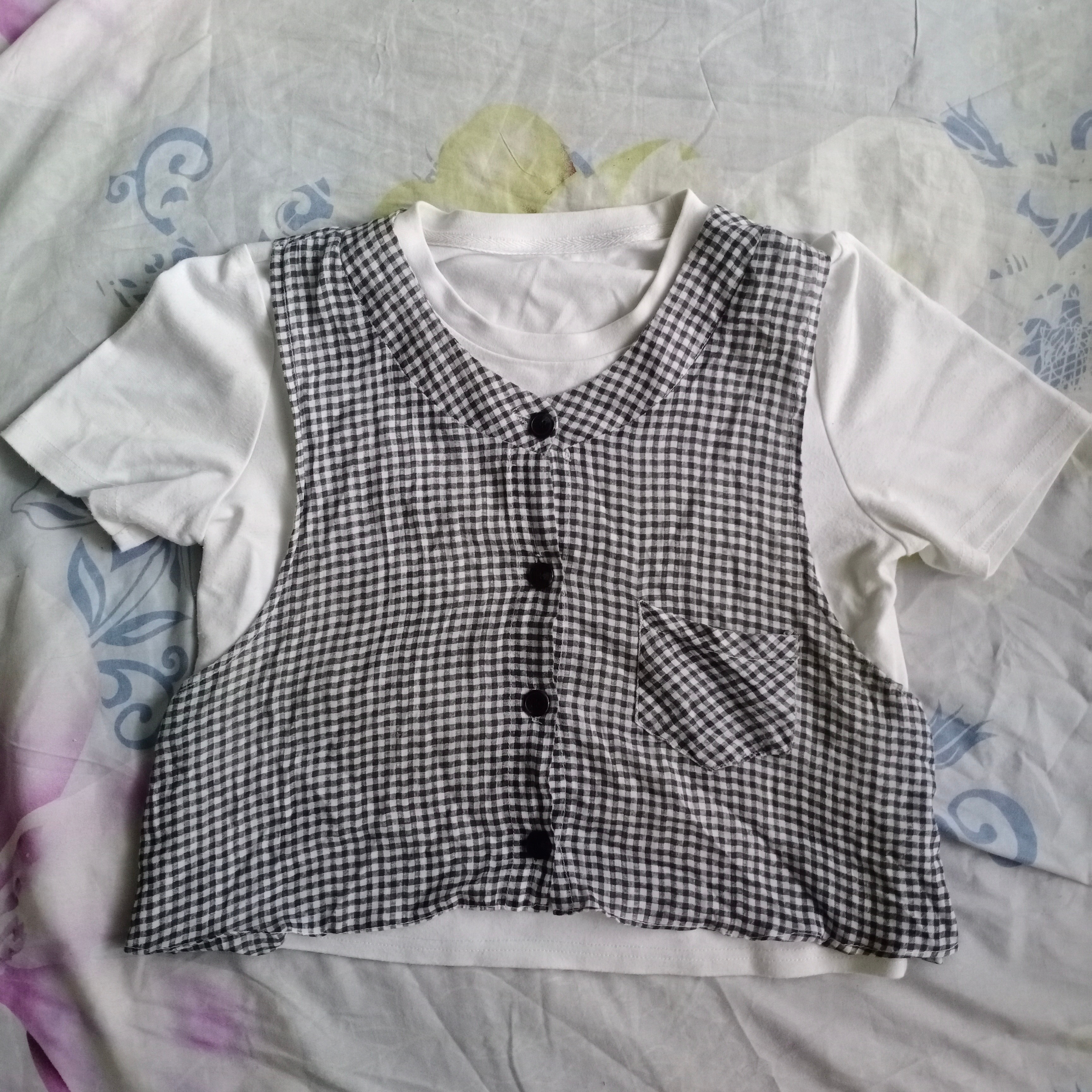 Black & White Checkered Crop Top