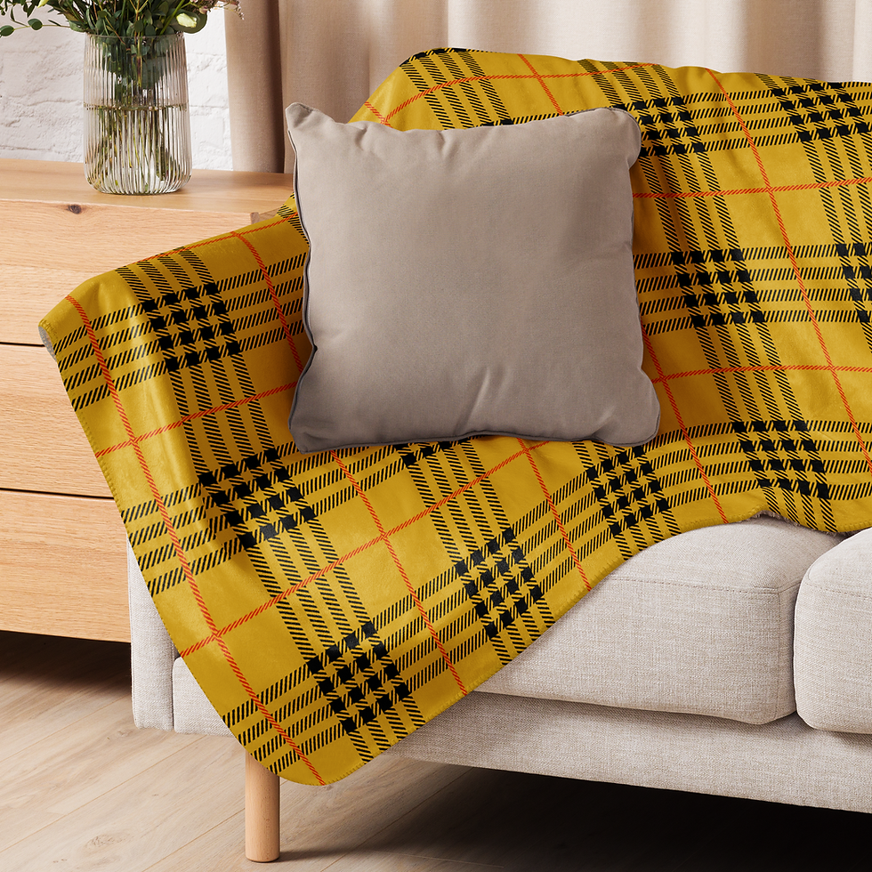 Thumbnail: Gold and Black Plaid NS-Monogram Sublimated Sherpa blanket