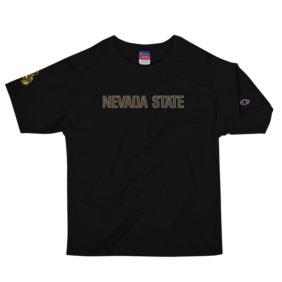 Thumbnail: Nevada State Black-Gold-Black Men's Champion T-Shirt