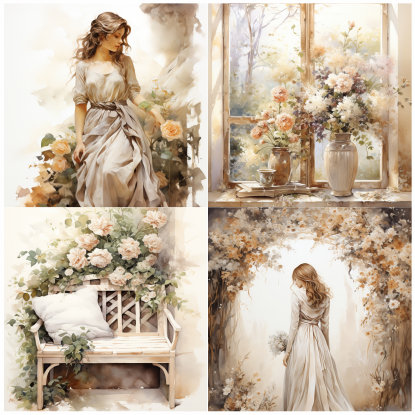 Thumbnail: Tear Resistant Deco Print White and Beige Journal