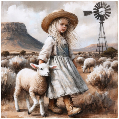 Thumbnail: Stretched Canvas Blue Farm Kids