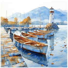 Thumbnail: Tear Resistant Deco Print Harbour Scenery