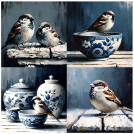 Tear Resistant Deco Print Sparrow and Delft 4's | Creative Talents