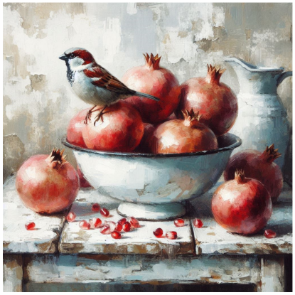 Thumbnail: Scatter Cushion Or Cushion Cover Sparrow and Pomegranate