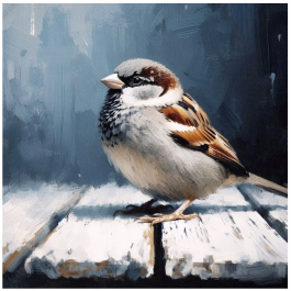 Thumbnail: Stretched Canvas Sparrow Blue