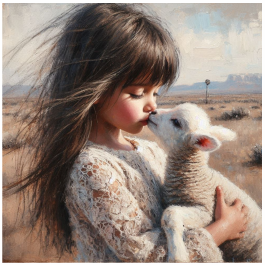 Thumbnail: Scatter Cushion Or Cushion Cover Girl with Lamb