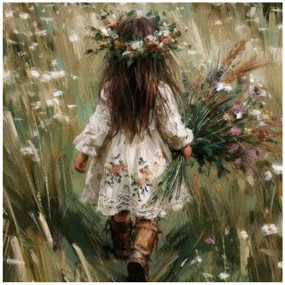 Thumbnail: Tear Resistant Deco Print Wildflowers Girl