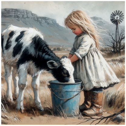 Thumbnail: Stretched Canvas Blue Farm Kids