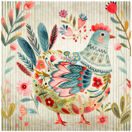 Thumbnail: Scatter Cushion Or Cushion Cover Folk Art Chicken
