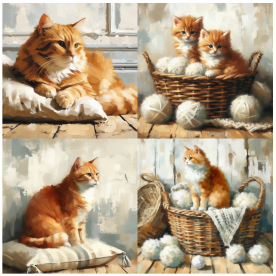 Tear Resistant Deco Print Ginger Cat 4's | Creative Talents