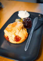 Scone with fresh jam in Olive Tree Bangor