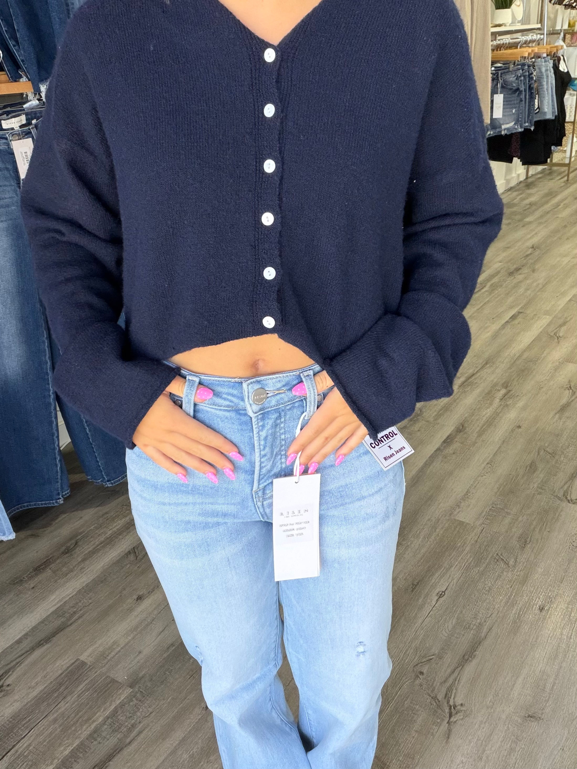 Risen Tummy Control High Rise Long Straight Denim