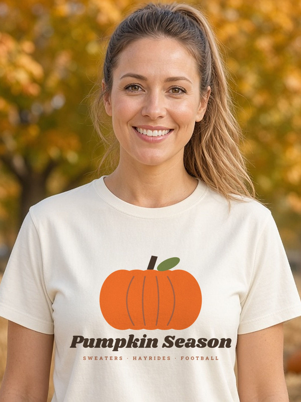 Pumpkin Season Tee — Ember-Walnut on Ivory