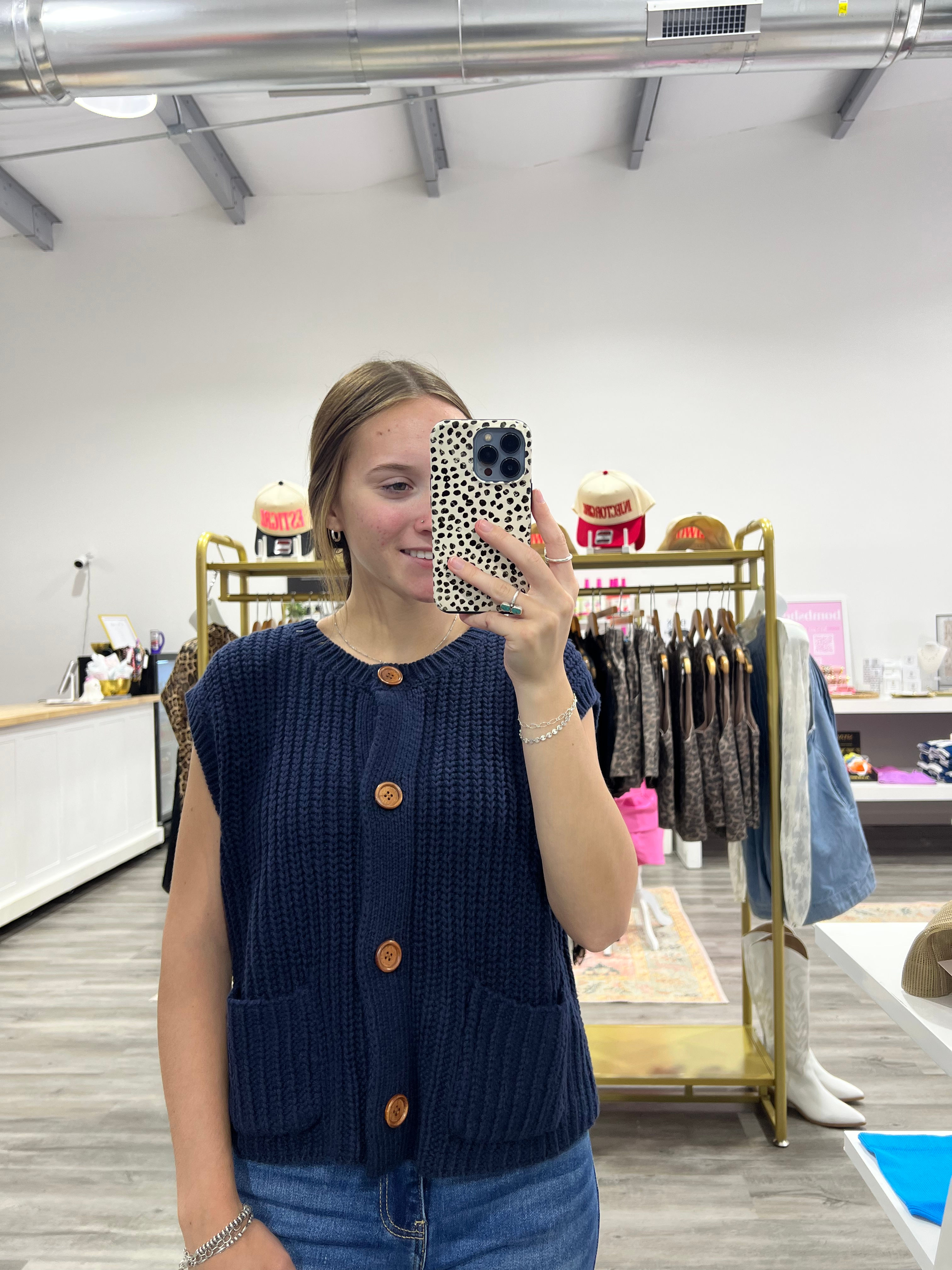 Button Down Chunky Knit Vest