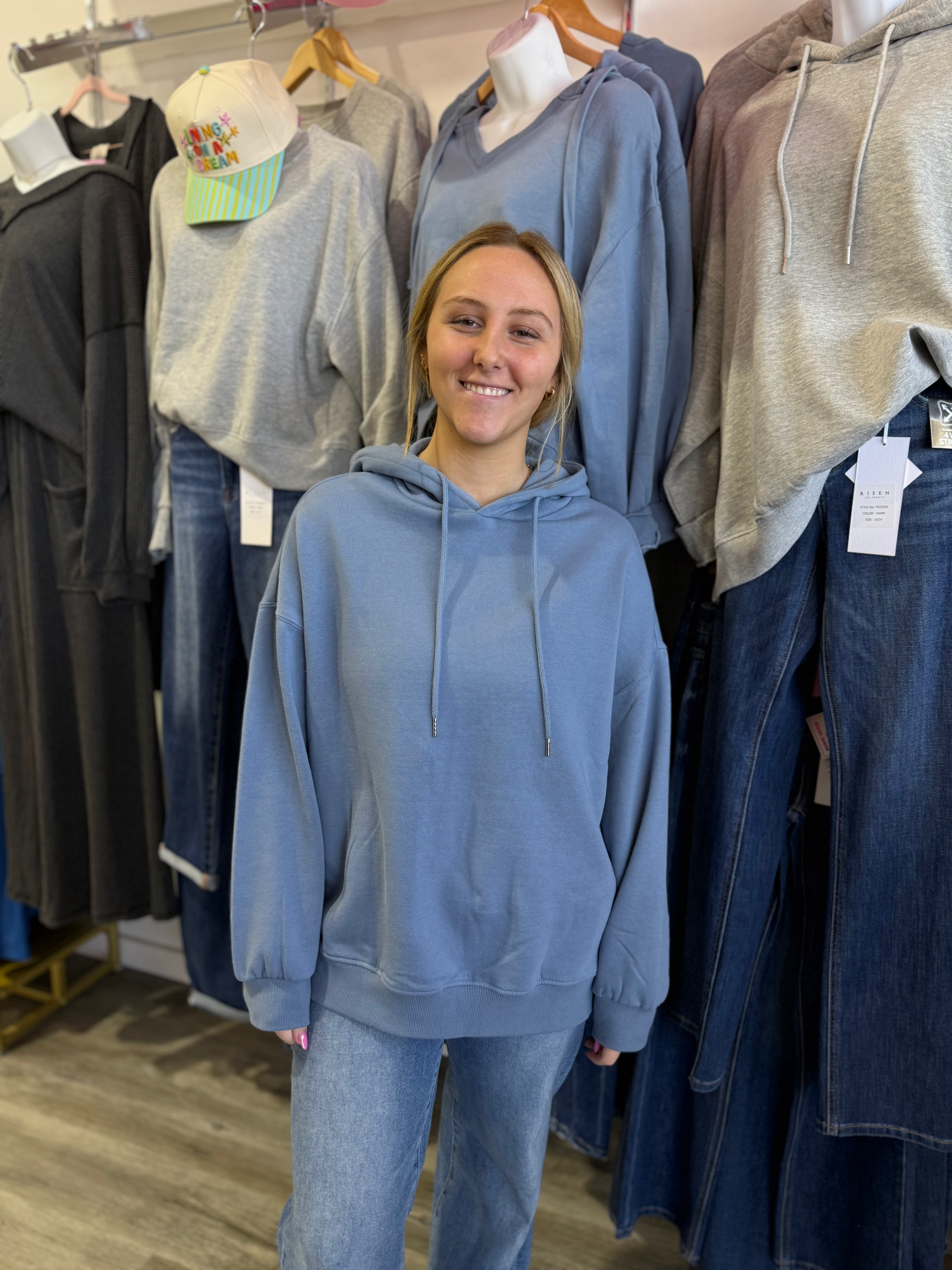 Ainsley Soft Knit Oversized Hoody - Powder Blue