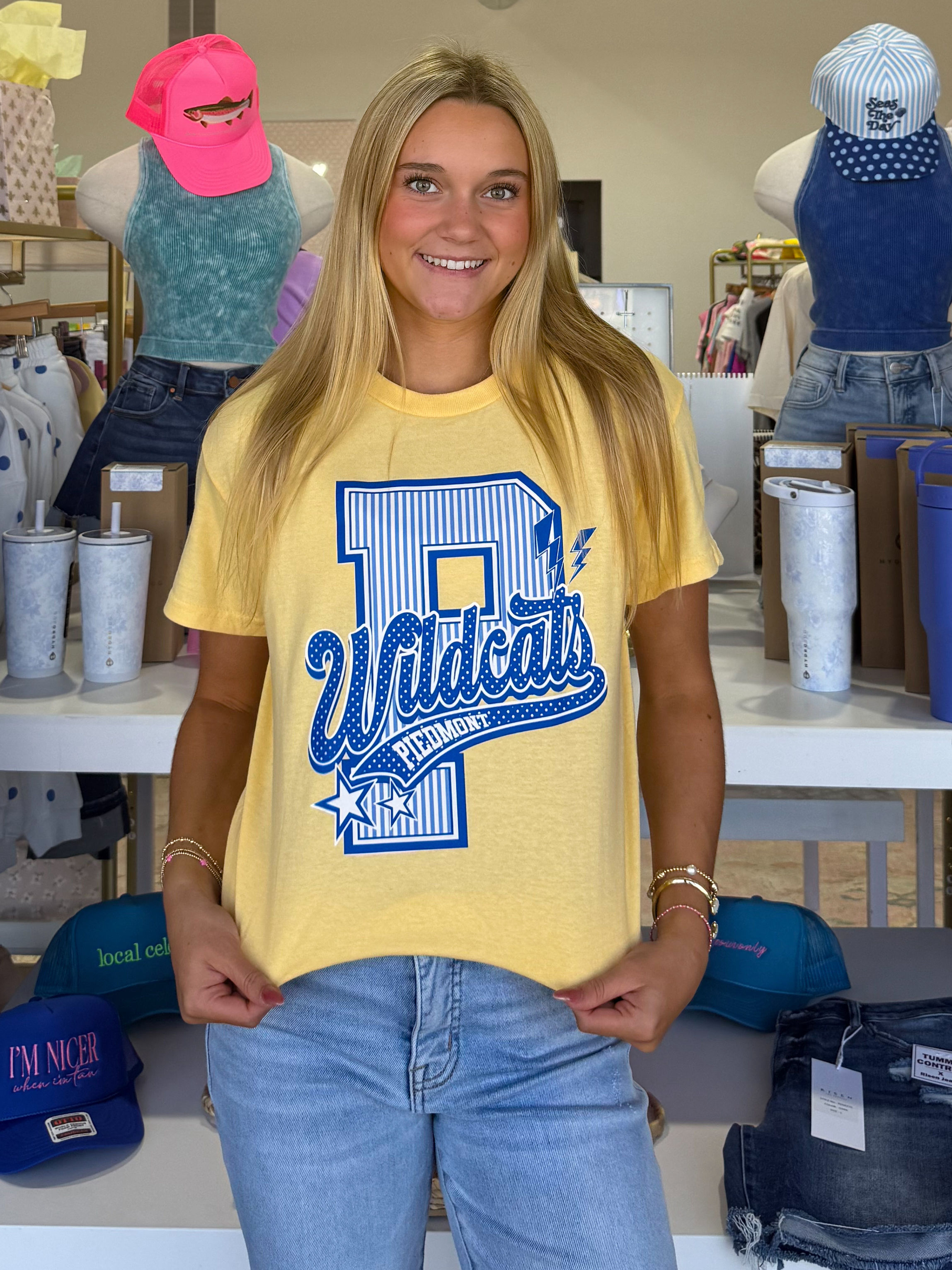 BB - Piedmont Wildcats Varsity Seersucker Tee